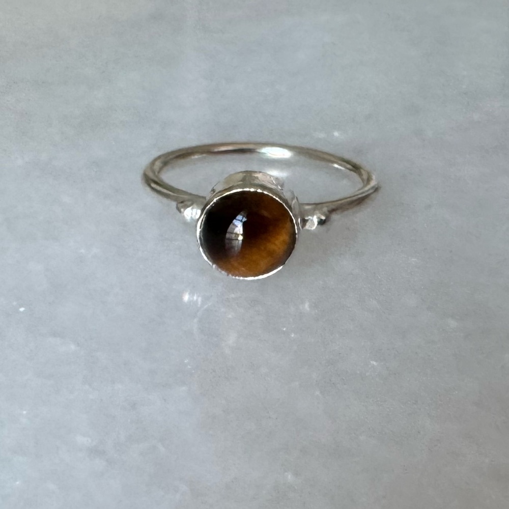 NWOT Sundance Tree Bark Ring, Tiger’s Eye, Sterling Silver - Picture 2 of 6